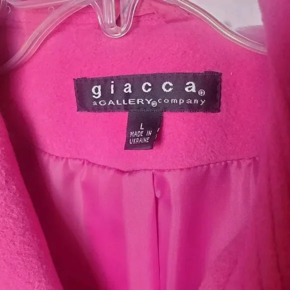 Giacca Wool Blend Jacket Coat Womens Large Belt Button Up Pockets Winter Casual - Picture 3 of 8